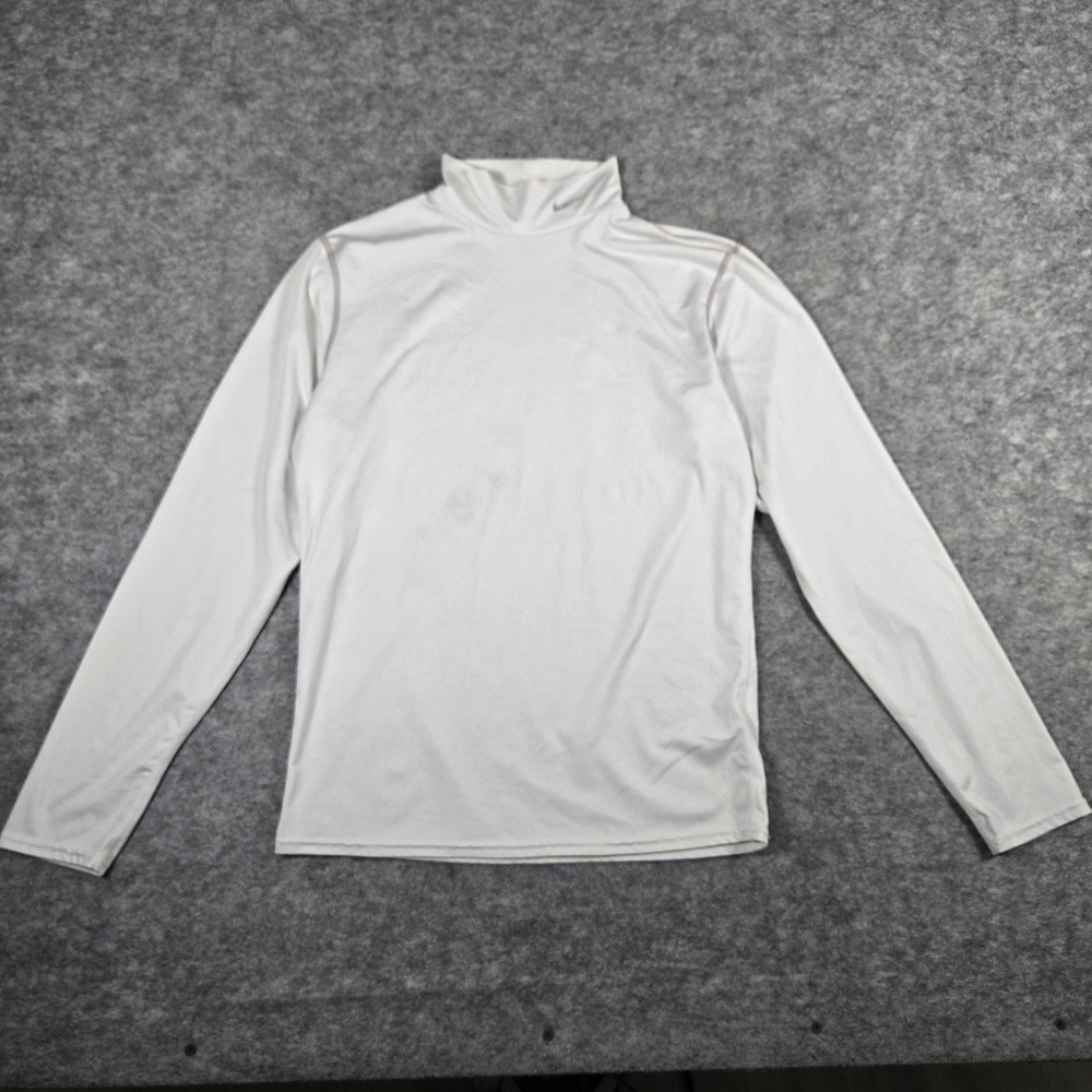 Nike Mens White Pro Mock Neck Compression Long Sleeve Shirt S